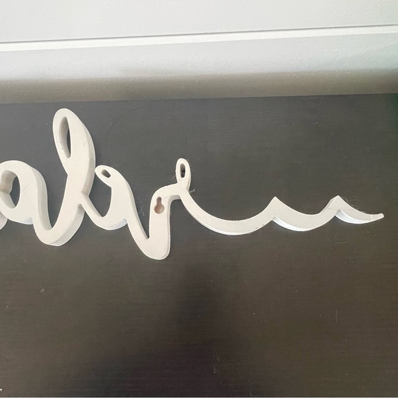$15 SALE Elegant White Relax Script Wall Art Beach Ocean Wave Mermaid Tail Wood - Picture 6 of 9